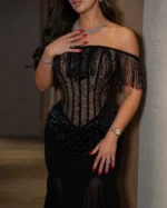 ⁦فستان سهرة أسود فاخر أوف⁩ - الصورة ⁦2⁩