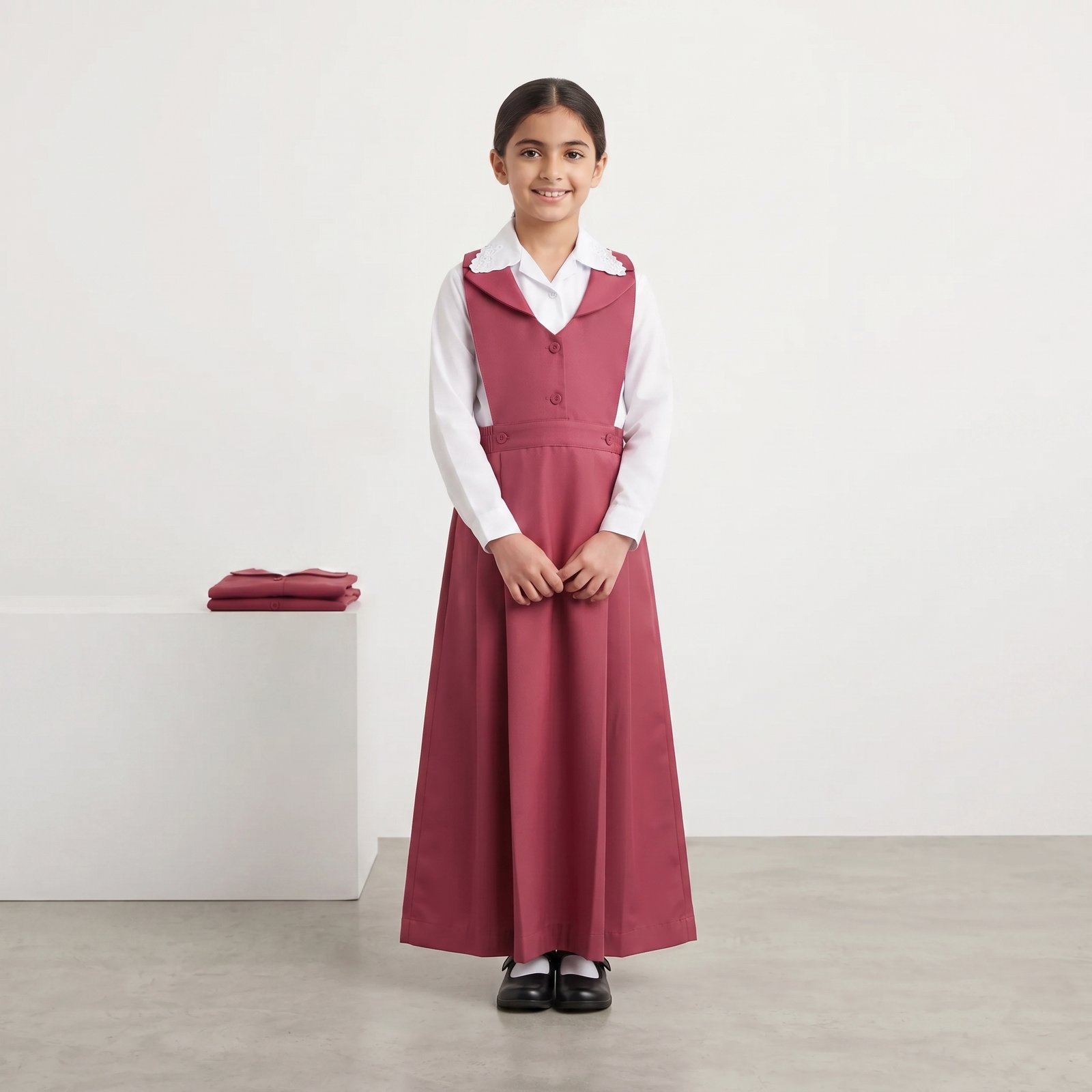 Apron_length_to_heel_2K_202607261326 مريول مدرسي بناتي - الصورة 1