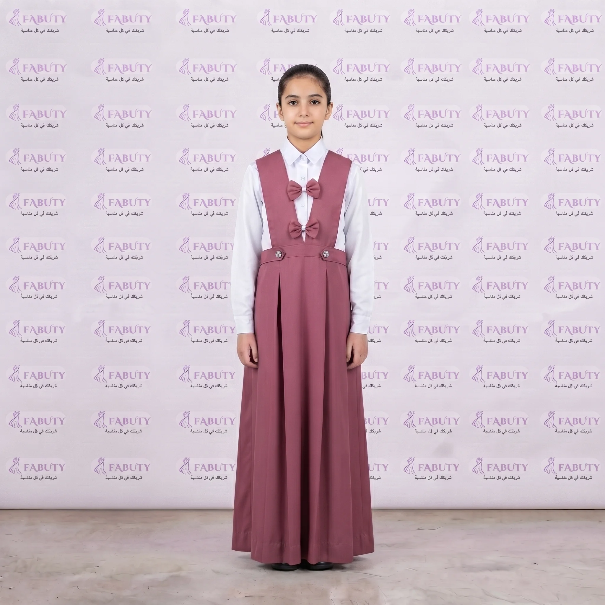 Modify_dress_skirt_to_ankle_202607301737 مريول مدرسي خليجي 2ق وردي ابتدائي - الصورة 1
