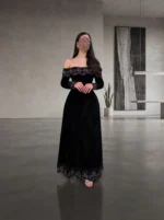 ⁦مخمل أوف شولدر بتطريز دانتيل⁩ - الصورة ⁦3⁩