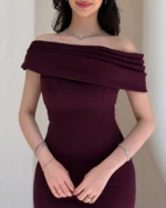 ⁦فستان سهرة أوف شولدر بياقة⁩ - الصورة ⁦2⁩